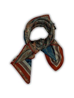The Tie Hub - Rust Blue Reversible Wool Paisley Men Scarf