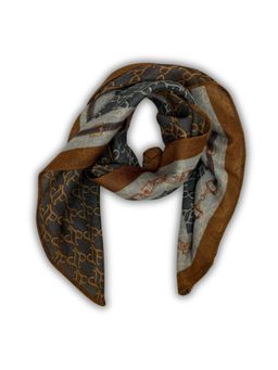 The Tie Hub - Charcoal Grey Mustard Reversible Wool Chain Link Men Scarf