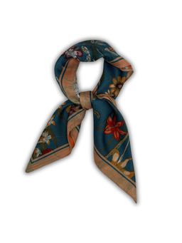 The Tie Hub - Orange Green Teal Blue Reversible Wool Botanical Floral Men Scarf