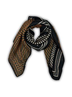 The Tie Hub - Black Rust Orange Reversible Wool Geometric Maze Men Scarf