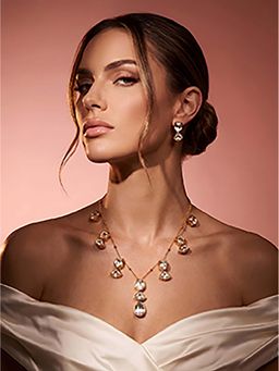 ADIVA - 1 Gram Gold Plated Polki Kundan AD Stone Regal Geometric Statement Necklace Set