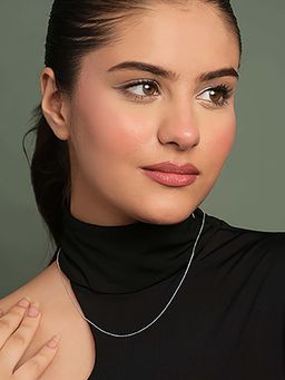 CLARA - Anti-Tarnish Silver Minimal Daily Wear Celeste Link Chain Necklace in 18 inches