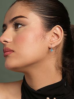 CLARA - 925 Silver Platinum Plated Minimal Daily Wear Olesya Heart Drop Earrings