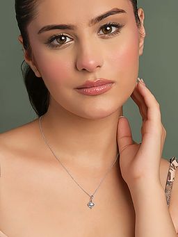 CLARA - 925 Silver Platinum Plated Minimal Livia Solitaire Pendant with Chain