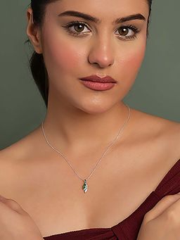 CLARA - 925 Silver Platinum Plated Cosima Green Pendant with Chain for Women