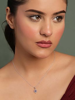 CLARA - 925 Silver Platinum Plated Capri Purple Pendant with Chain for Women