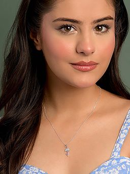 CLARA - 925 Silver Platinum Plated Alessia Pendant with Chain for Women
