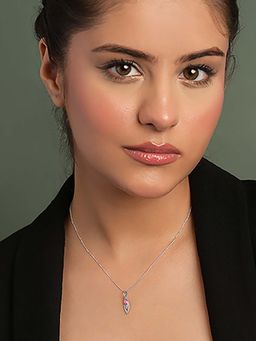CLARA - 925 Silver Platinum Plated Vennie Pendant with Chain for Women