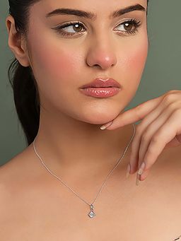 CLARA - Silver Platinum Plated Nicola Sky Blue Pendant with Chain for Women