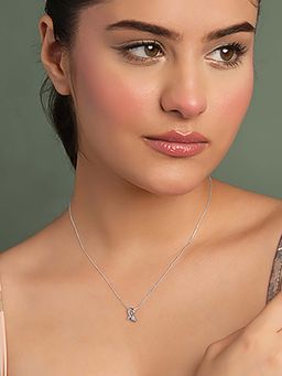 CLARA - 925 Silver Platinum Plated Fonda Pendant with Chain for Women