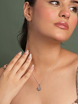 CLARA - 925 Silver Platinum Plated Spider Web Pendant with Chain for Women