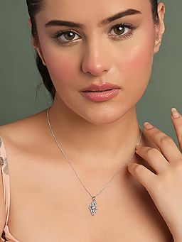 CLARA - 925 Silver Platinum Plated Liona Pendant with Chain for Women