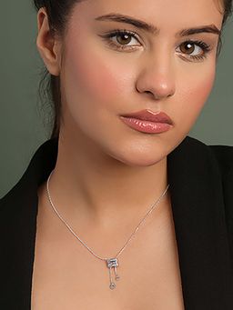 CLARA - 925 Silver Platinum Plated Merola Pendant with Chain for Women