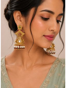 Designbox - Royal Kundan Jhumka Earrings