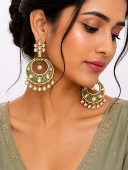 Designbox - Mint Green Kundan Chandbali
