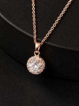 Mystic - Rose gold Finish Sparkling Solitaire Pendant Necklace
