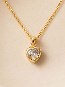 Mystic - Gold Finish Crystal Heart Pendant Necklace