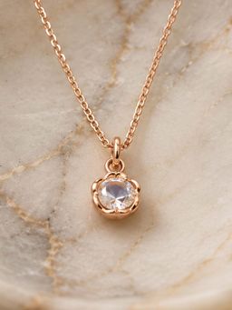 Mystic - Rose gold Finish Floral Inspired Crystal Pendant Chain