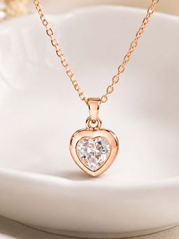 Mystic - Rose gold Finish Minimal Heart Pendant Necklace