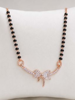Mystic - Rose gold Finish Chic Bow Shape Crystal Mangalsutra