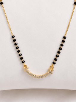 Mystic - Gold Finish Minimal Mangalsutra Necklace with White Crystal