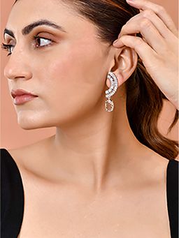 Silvermerc Designs - Silver Plated American Diamond Earrings for Women
