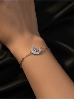 Kicky and Perky - Hammered Crescent Moissanite Bracelet in 925 Sterling Silver
