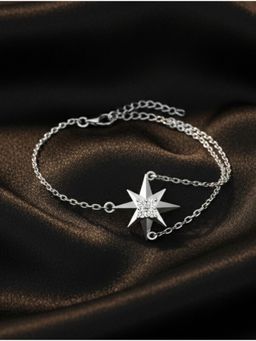 Kicky and Perky - 925 Sterling Shimmering North Star Silver Moissanite Bracelet with Rhodium Plating
