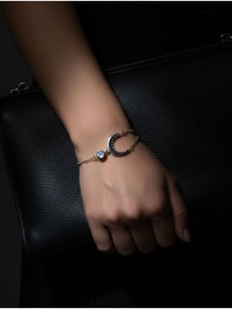 Kicky and Perky - 925 Sterling Silver Crescent Moon and Moonstone Bracelet