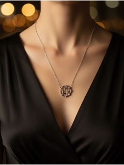 Kicky and Perky - 925 Sterling Silver Orbit Moissanite Pendant Necklace in with Rhodium Plating