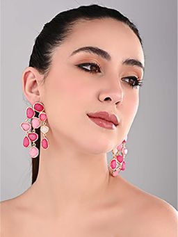 REENISAA - Boho Bloom Pink Cascade Earrings