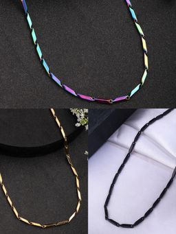 NVR - Men Stainless Steel Stylish Necklace Set of 3