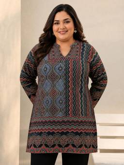 Extra love by Libas - Multi-Color Printed Silk Blend Kurti