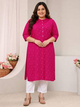 Extra love by Libas - Pink Woven Rayon Kurta