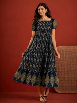 Stylum - Blue Printed Cotton Dress