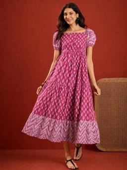 Stylum - Pink Printed Cotton Dress