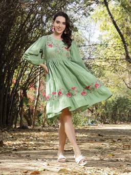 Stylum - Green Floral Cotton Dress