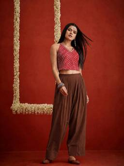 Stylum - Brown Solid Rayon Salwar