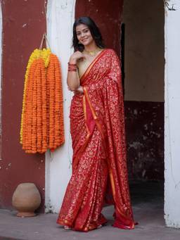 Suta - Red Woven Mul Saree