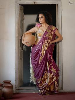 Suta - Purple Printed Mul Saree