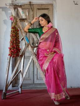 Suta - Pink Woven Mul Saree