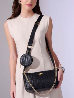 Lavie Signature - Black Synthetic Leather Textured Handbag