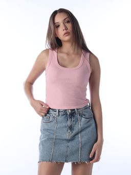 ONLY - Women'S Solid Slim Fit Pink Tank Top