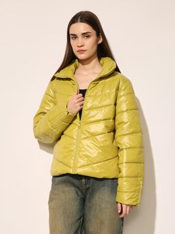 ONLY - Women's Solid Regular Fit Green Jacket