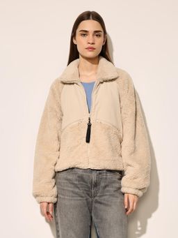 ONLY - Women's Solid Loose Fit Beige Jacket