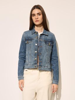 ONLY - Women's Solid Regular Fit Blue Jacket