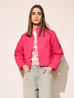 ONLY - Women's Solid Regular Fit Pink Jacket