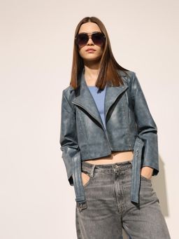 ONLY - Women's Solid Regular Fit Blue Jacket