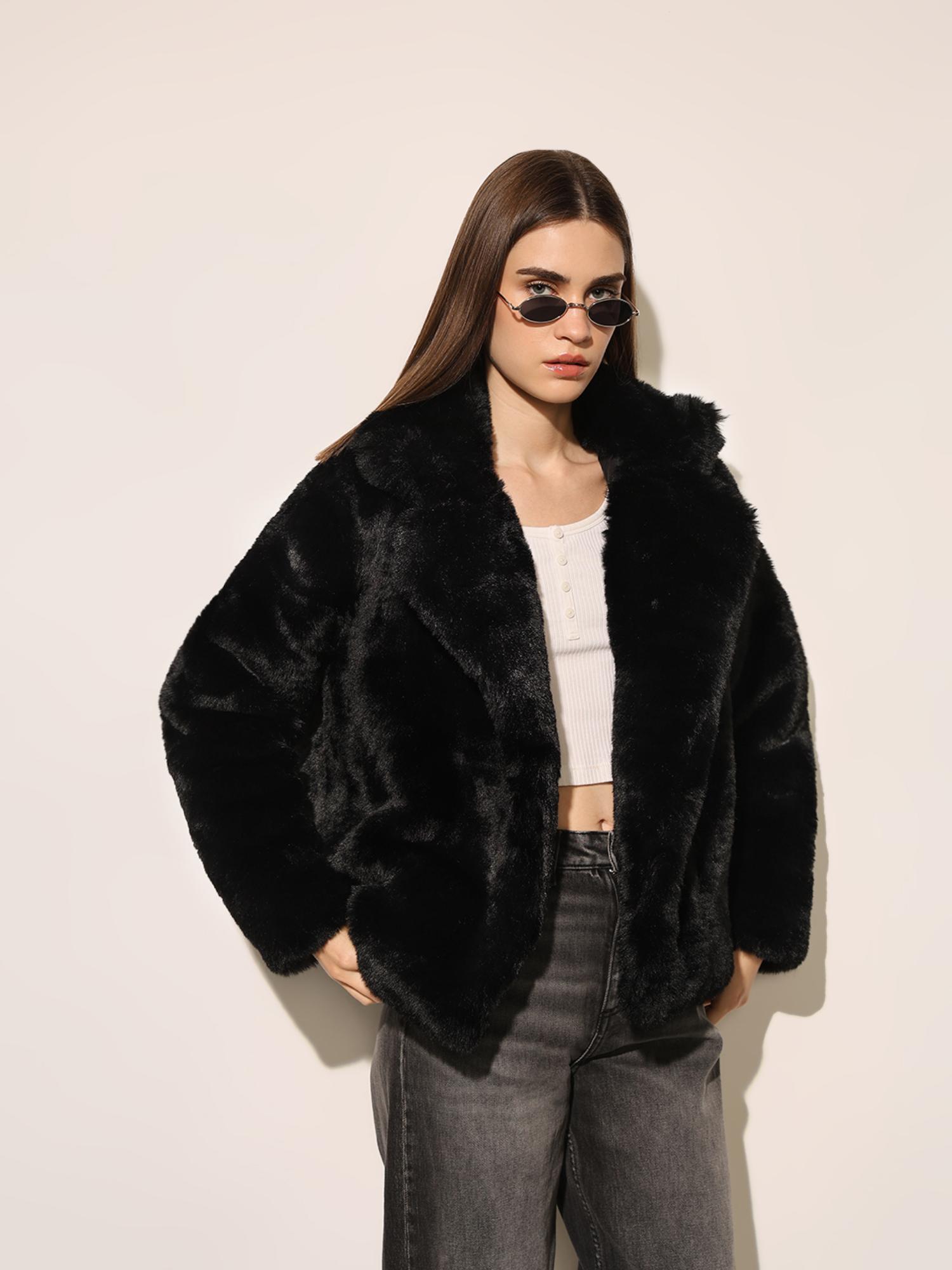 only Women's Solid Regular Fit Black Jacket-picture-22