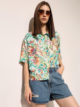 ONLY - Women's Printed Loose Fit Shirt